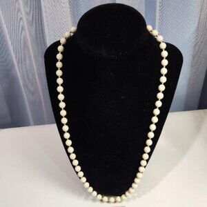 Vintage K&M Cream Colored Round Beaded Necklace & Clip-on Earrings Set